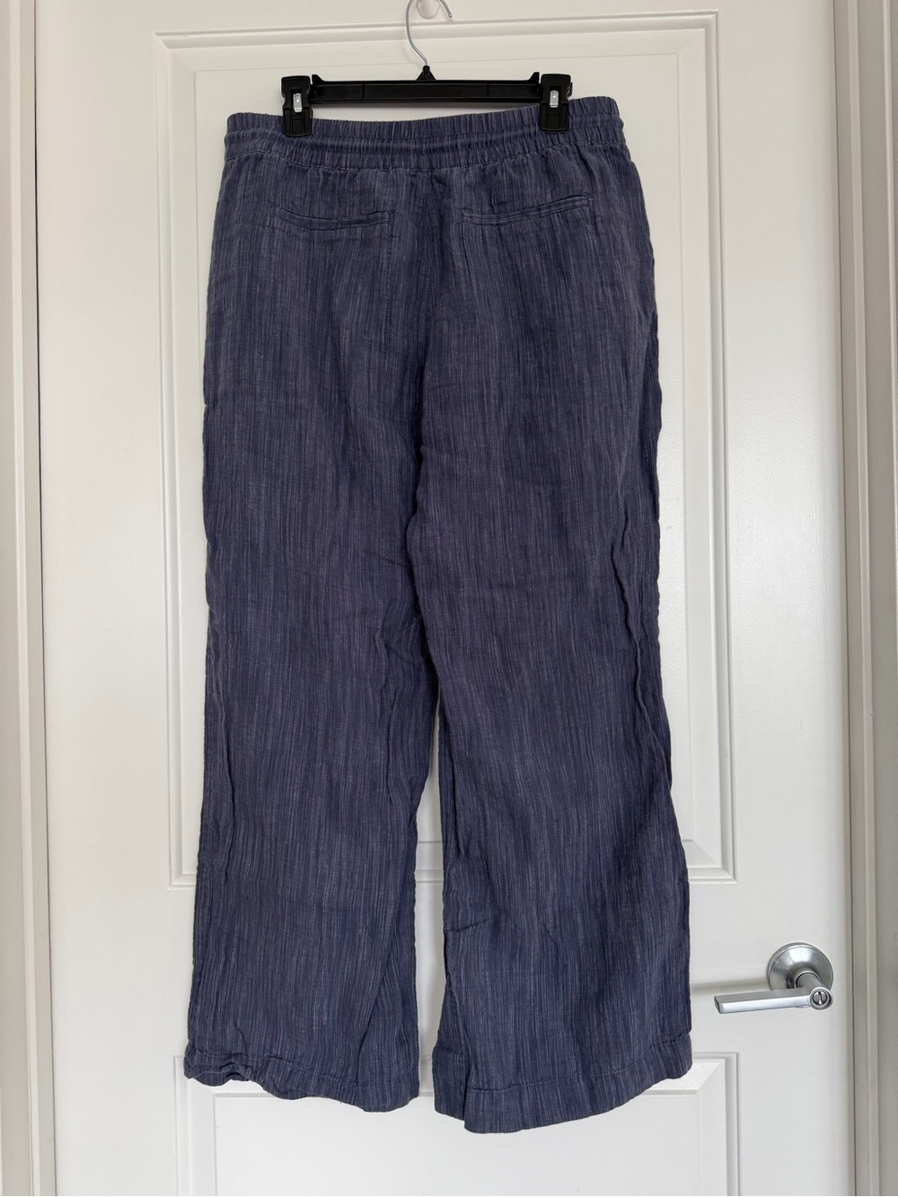 Athleta Linen Wide Leg Chambray Pants Zip Pockets Leg Slit Cabo Med Resort - Picture 3 of 7